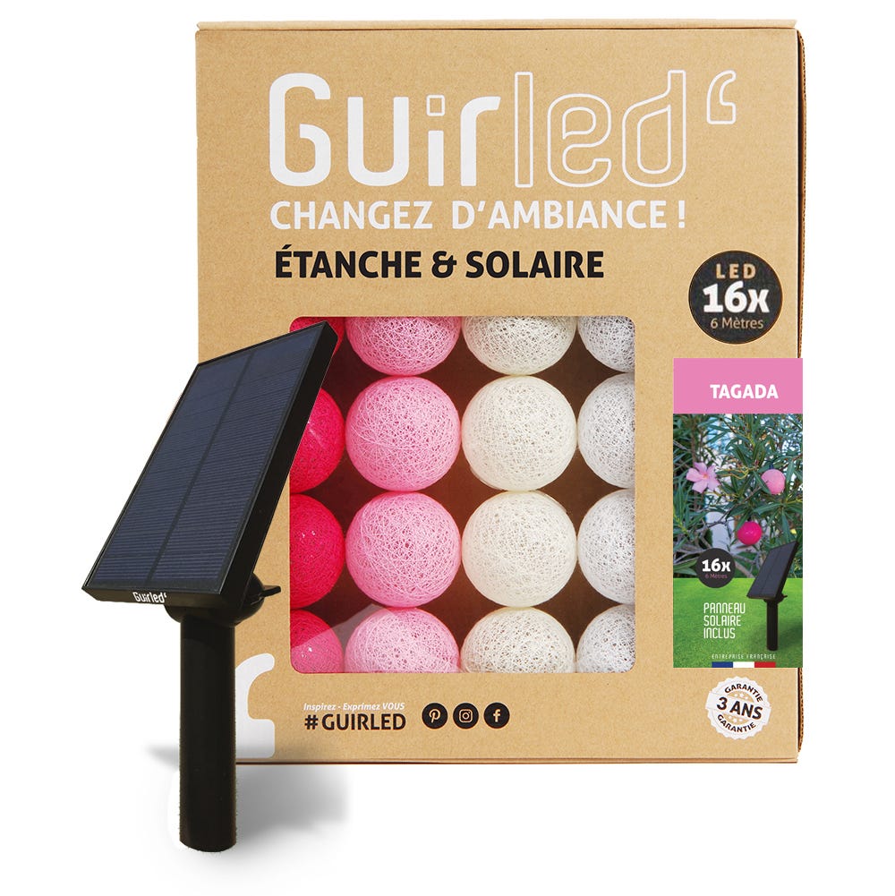 GuirLED - Lichtsnoer met ballen voor buiten - LED Guinguette - IP55 waterdicht - Hoog rendement zonnepaneel - Automatisch aan/uit - 16 bollen 3m - Harlekijn GuirLED - Lichtsnoer met ballen voor buiten - LED Guinguette - IP55 waterdicht - Hoog rendement zonnepaneel - Automatisch aan/uit - 16 bollen 3m - Harlekijn