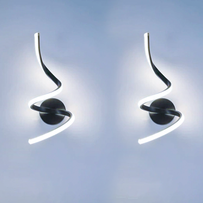 Zestaw 2 kinkietów, nowoczesne wewnętrzne lampy ścienne LED, spiralne lampki nocne aluminiowe, światło białe (6000K)