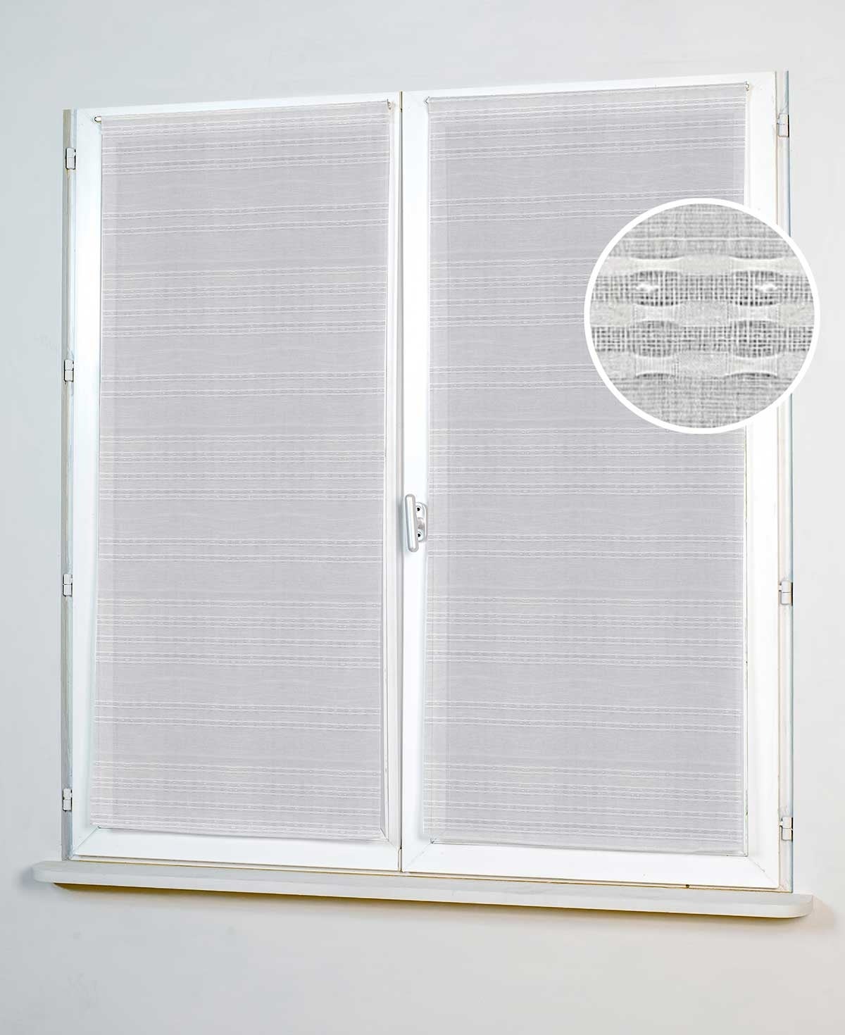 Paire De Vitrages Brodée De Sphères - Blanc - 60x160 Cm - Polyester