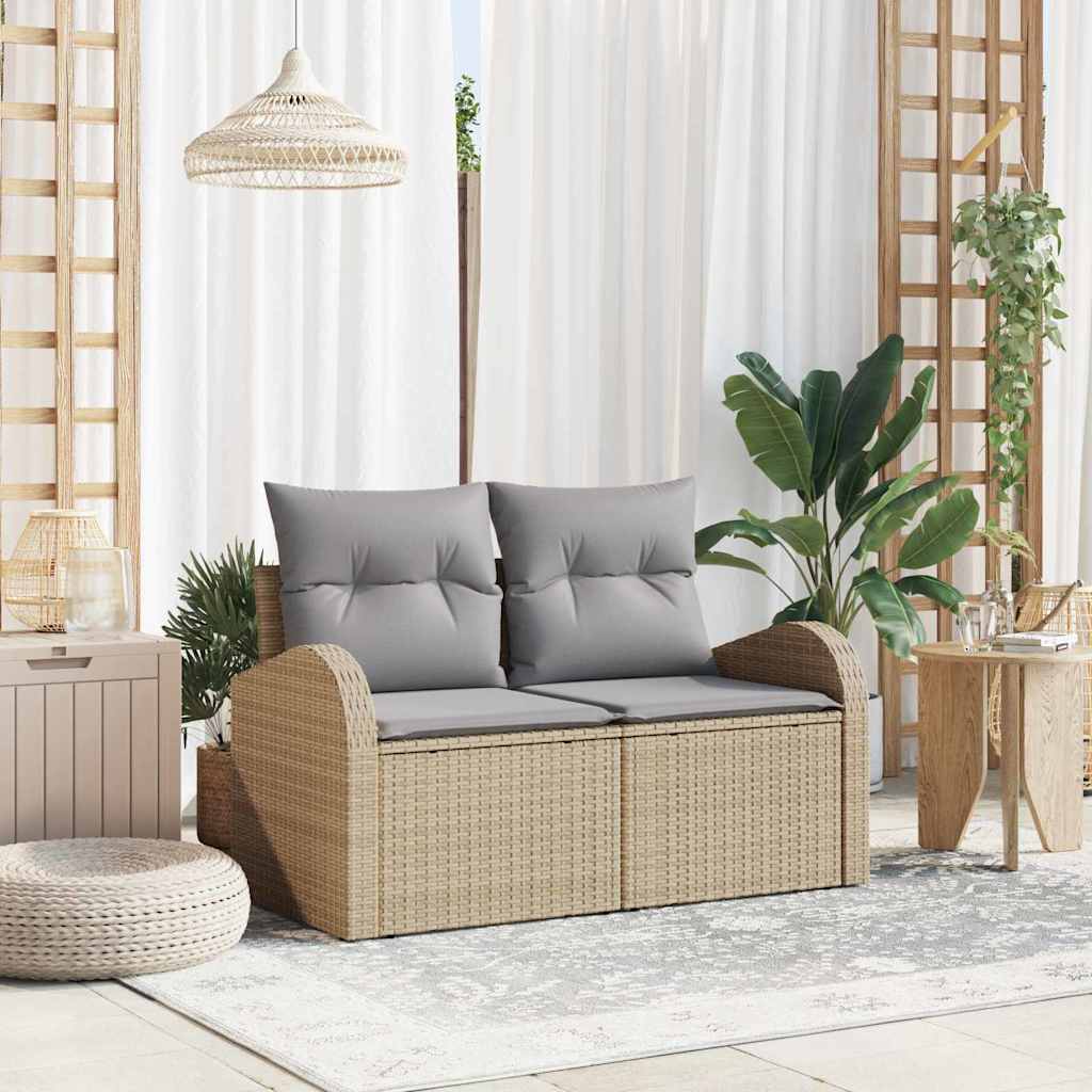 Sofa Ogrodowa z poduszką Beżowy 124 x 62 x 69 cm polirattan vidaXL