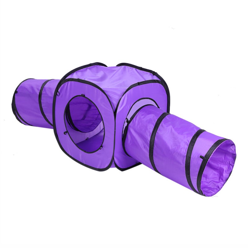 Ensemble 3 s chat : tunnel cubes pliables, détachable 3 en 1 maison ...