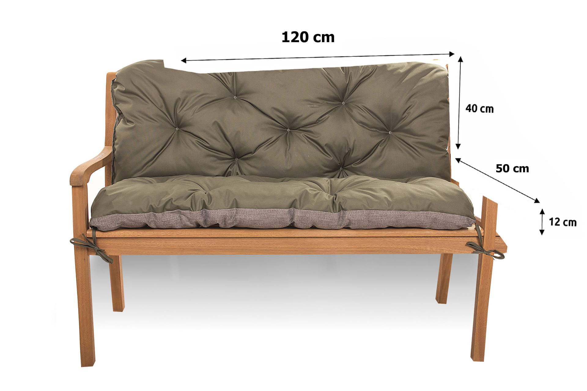 Coussin pour banc de jardin 120x50x40cm, coussin de banc de jardin Vert, coussin de jardin, coussin de banc extérieur, coussin de balançoire - 2