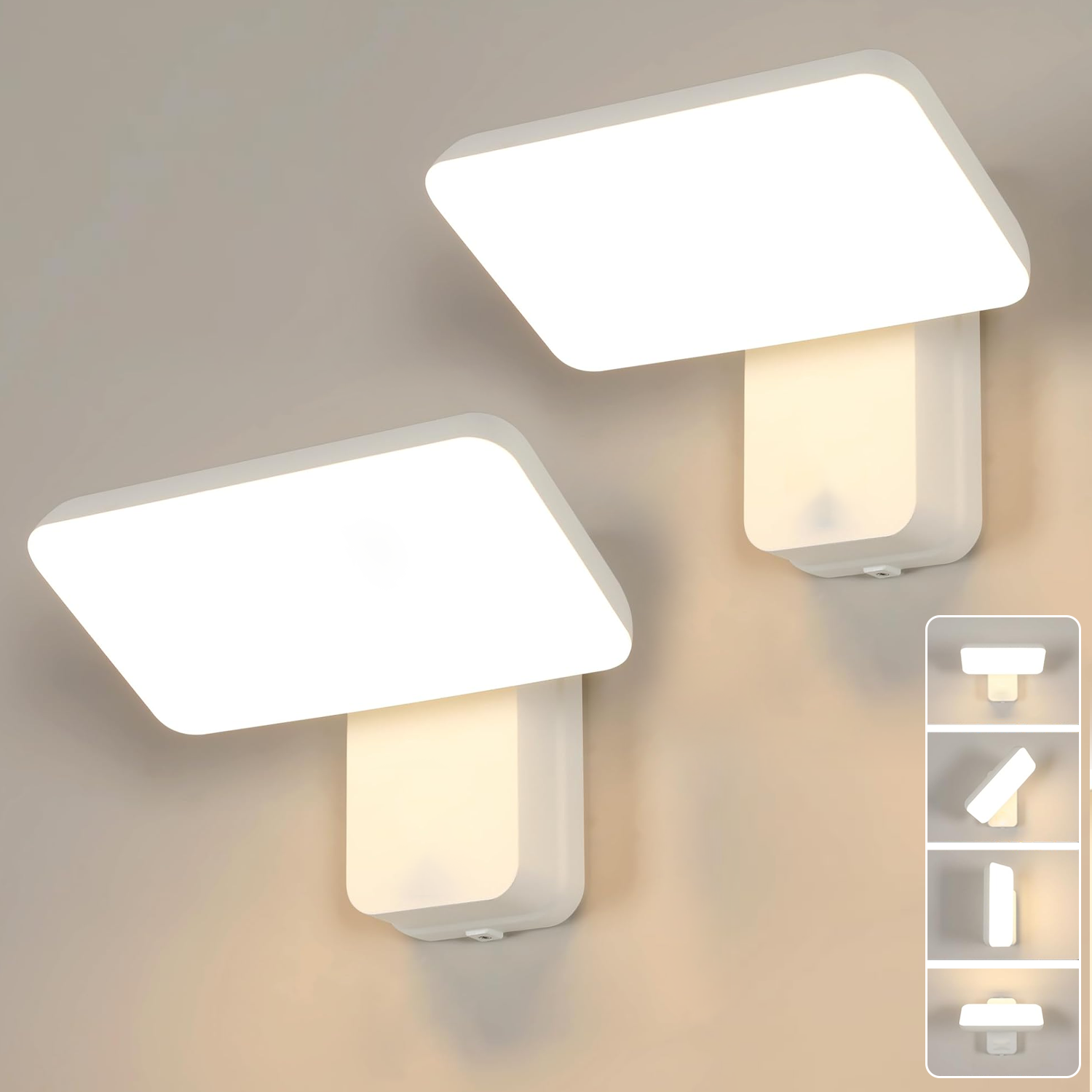 Zestaw 2 kinkietów LED do wewnątrz i na zewnątrz, wodoodporne lampy ogrodowe z aluminium IP65, obrót o 350°, światło ciepłe 3000K