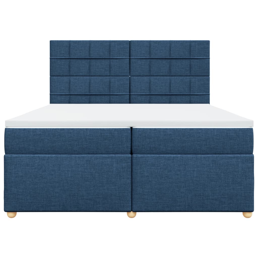 Sommier à lattes de lit avec matelas Bleu 200x200 cm Tissu — COMFORTXL - 6