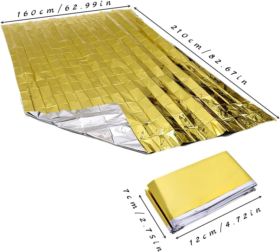 4pcs couverture thermique d'urgence imperméable, couverture de sauvetage de survie en plein air, randonnée et camping en plein air, 160x210cm - 2