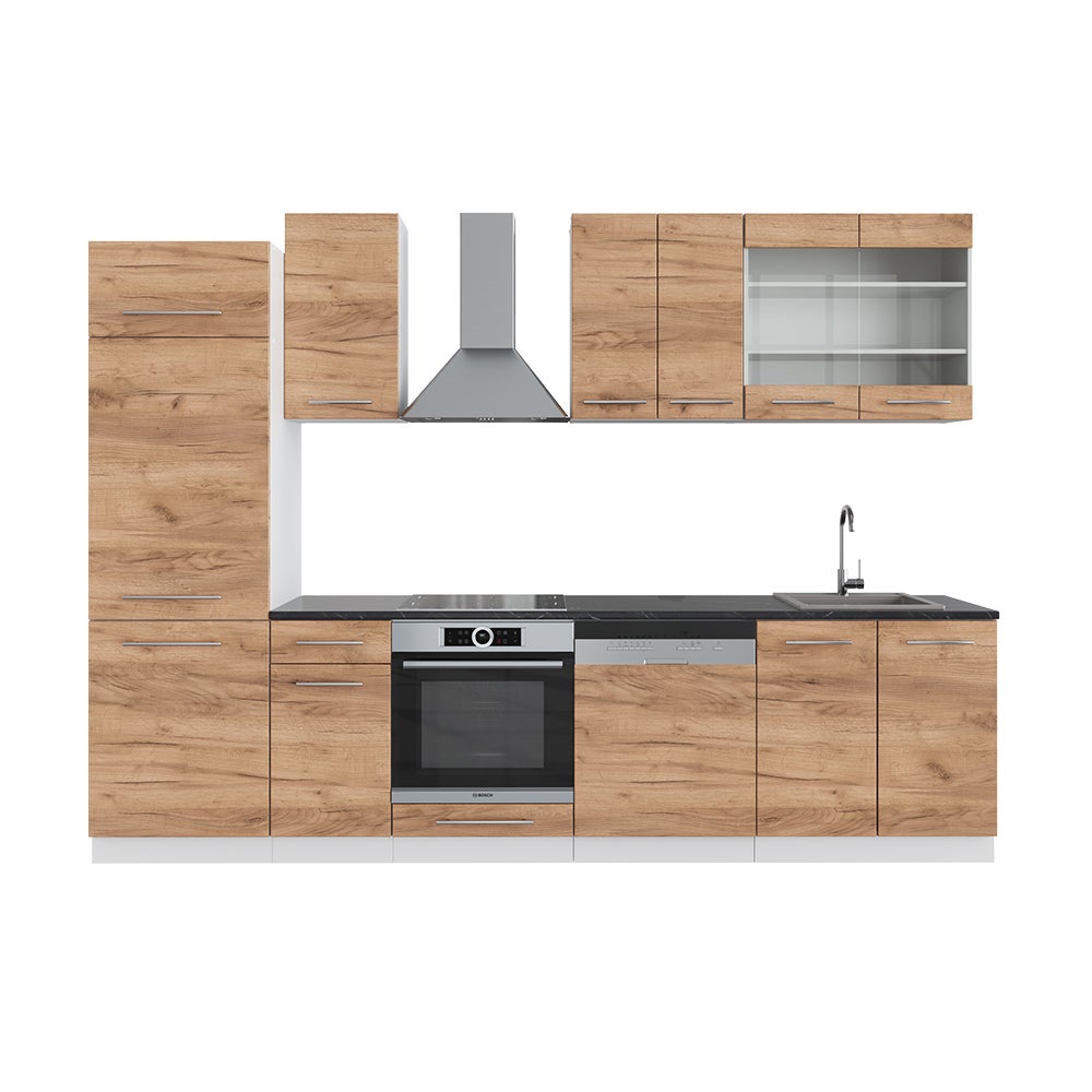 Cuisine Fame-Line Blanc campagne 235cm , PT Chêne Vicco | Blanc campagne | avec PT en chêne | 406673152349803
