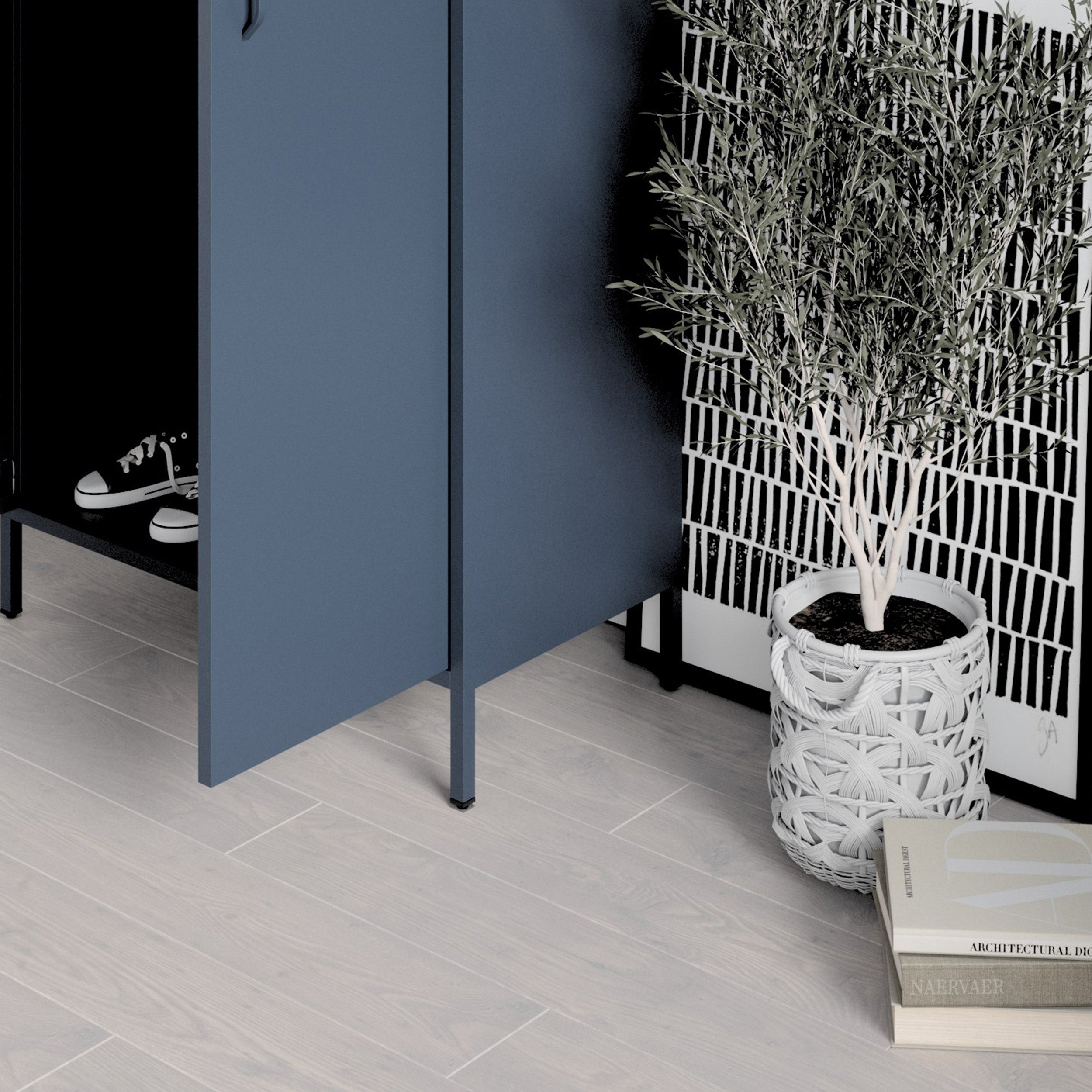 Chambre Adulte Enfant en Métal 2 Portes - FLAVIO | Etagères | Armoire de Rangement Chambre, Armoire Penderie | 80 x 185 x 45 cm | Bleu Foncé - 5