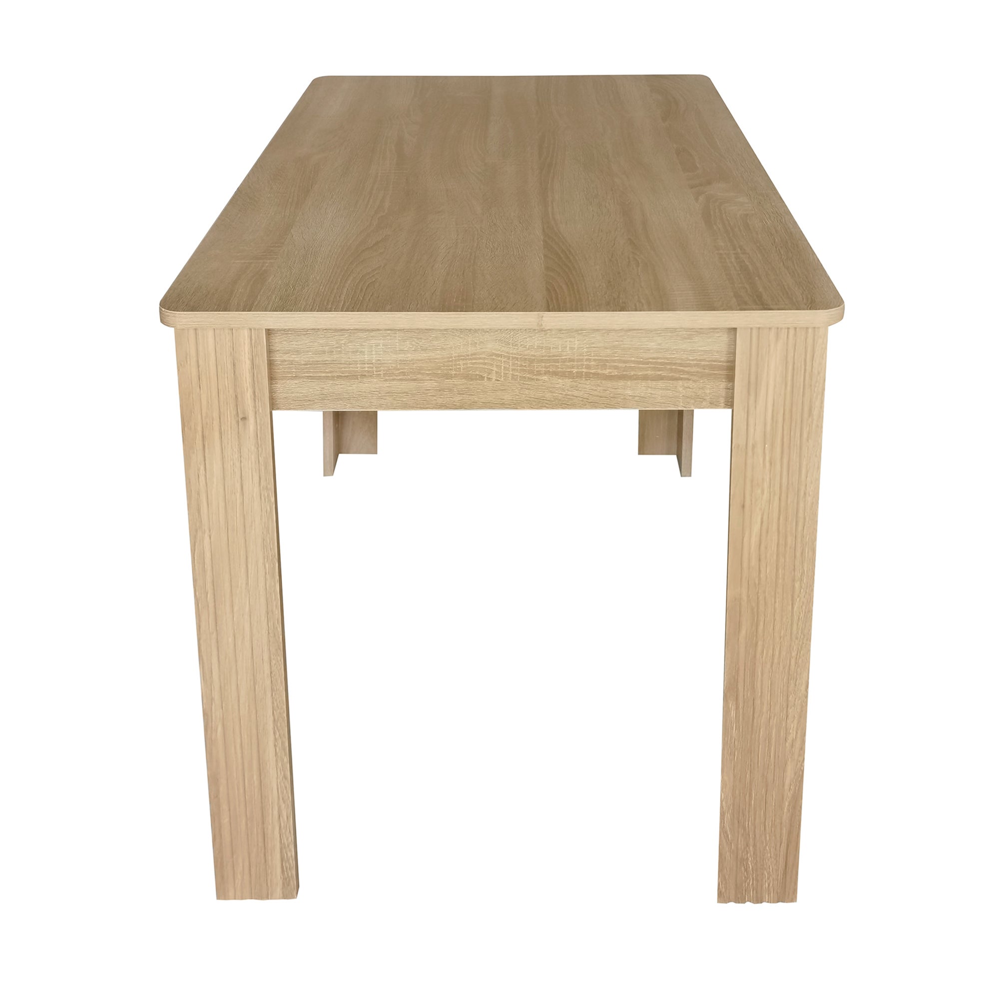 Mesa de comedor rectangular para 6 cubiertos, tablero de partículas, estilo rústico, color roble, 117 x 68 x 75 cm - 6