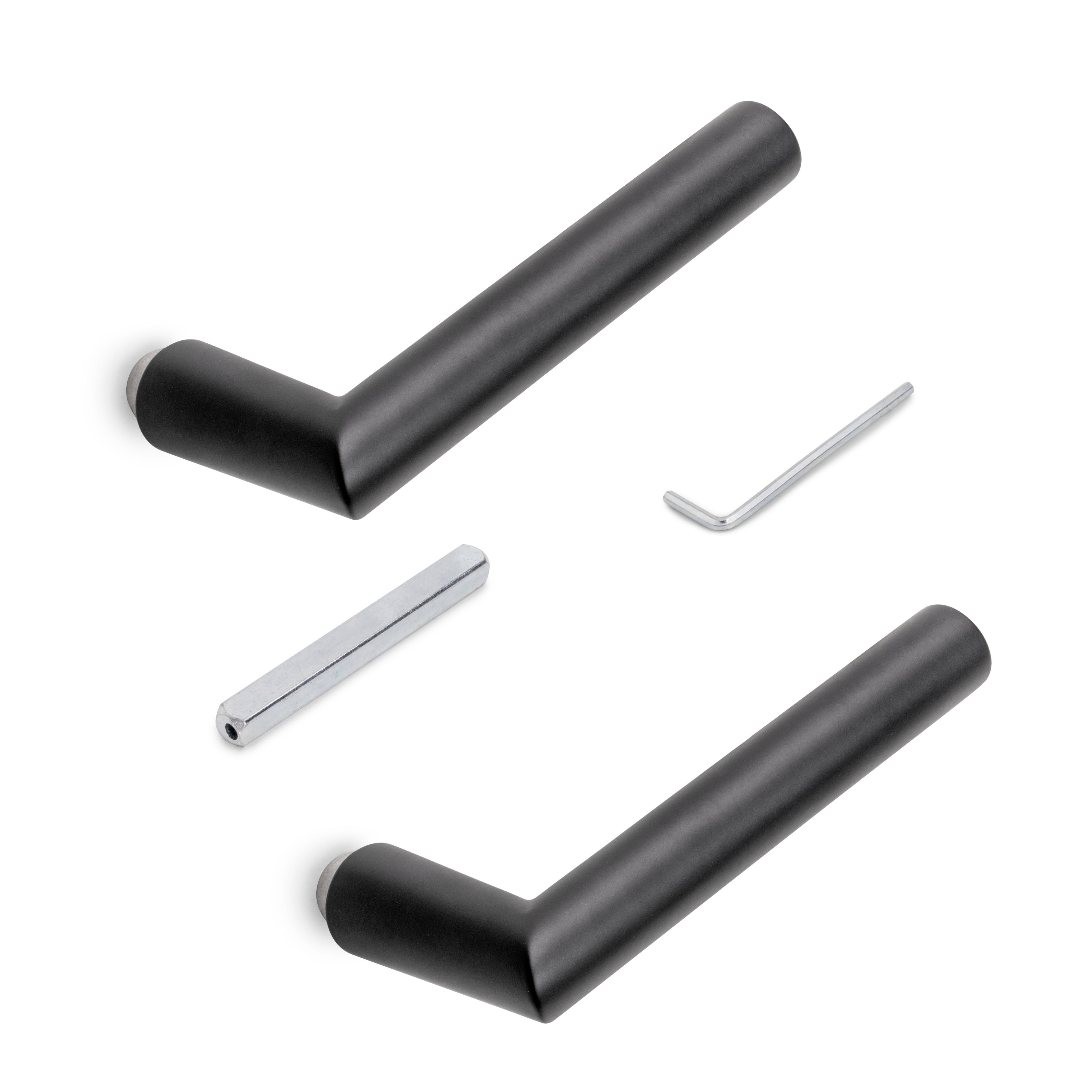 Emuca Klamka w kształcie L-R, do zamków do wewnętrznych szklanych drzwi, Aluminium, Wykończenie w kolorze czarnym