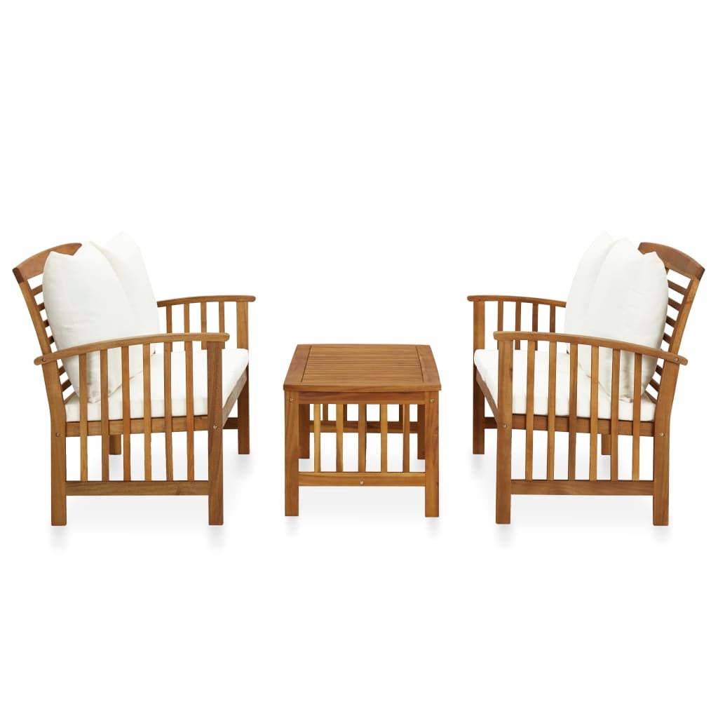 Maison Exclusive - Salon de jardin 3 pcs avec coussins Bois d'acacia massif - 2