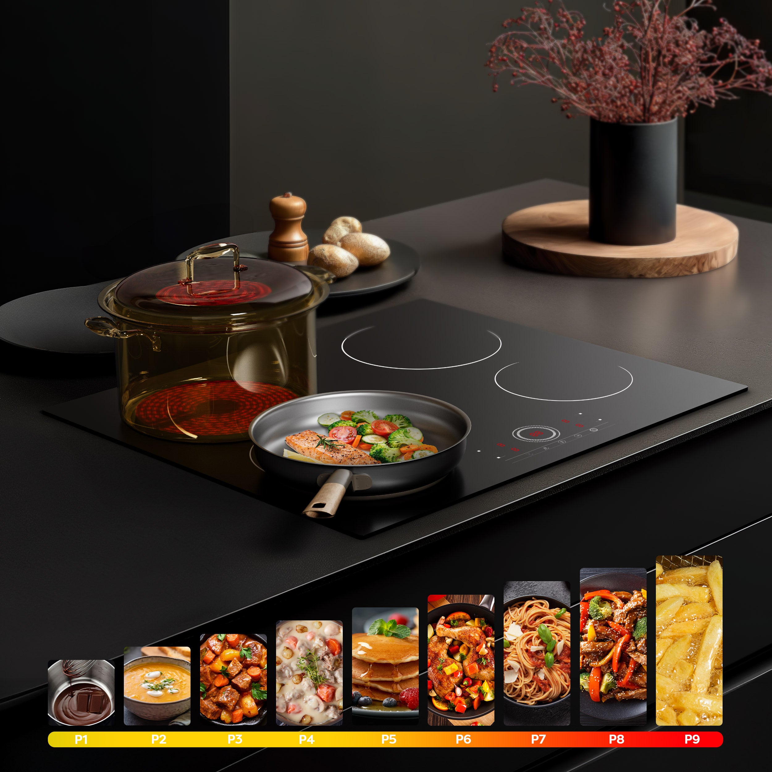 CDV Plaque Vitrocéramique 4 foyers Encastrable 6000W 9 Niveaux de Puissance Touche tactile Minuterie 99 mins CDVER604 - 3