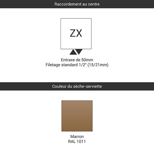 Sècheserviette eau chaude marron clair de 1545mm de haut / 500mm de — free download