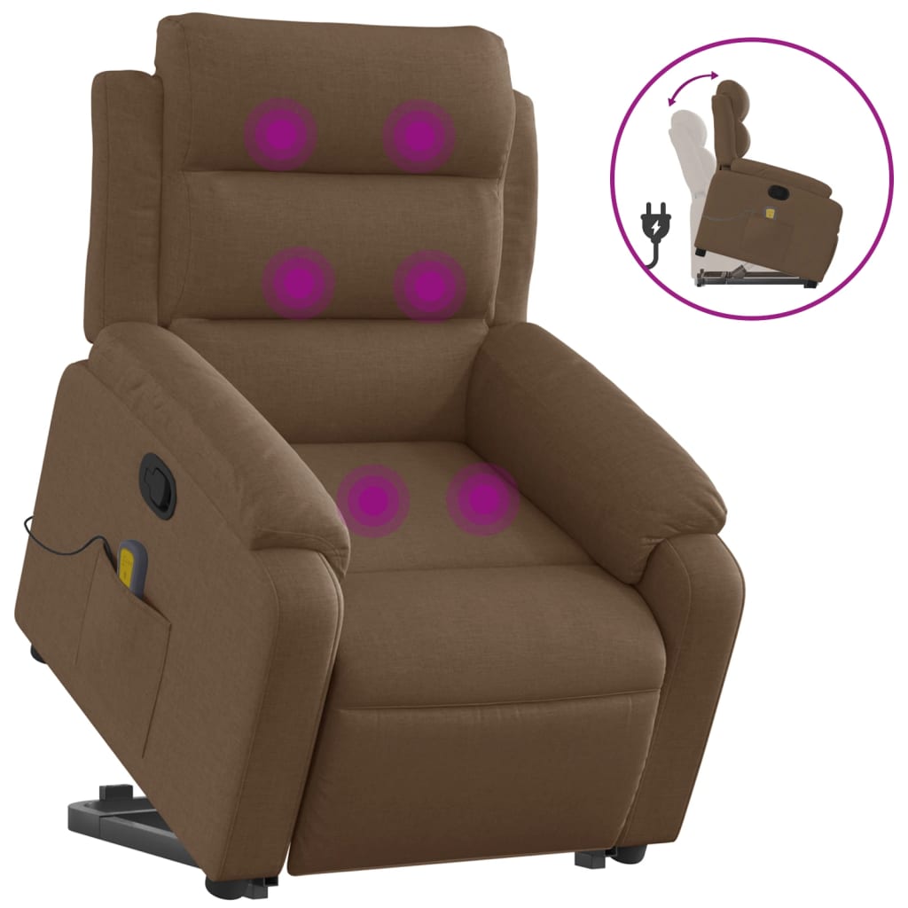 Silla de masaje | sillón de relax | silla de relax reclinable de pie de tela marrón cfw681779