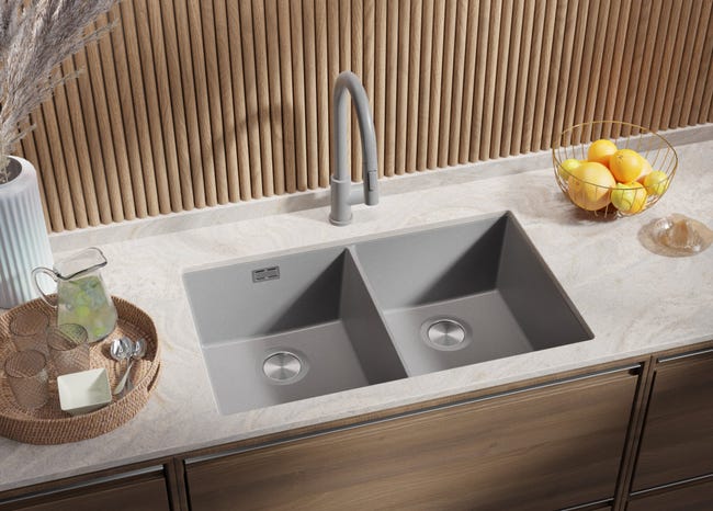 Lavello Sottotop In Granito Grigio Primagran - 76x47 Cm, 1 Vasca, Per Mobile 80 Cm - Foto 6