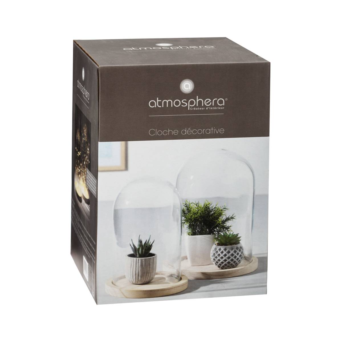 Cloche verre et bois - transparent - H26 cm - Atmosphera créateur d'intérieur - 3