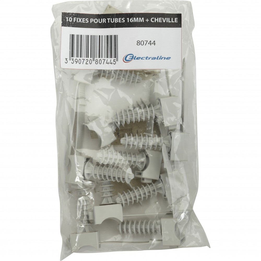 Lote de 10 fijaciones para tubo y tacos, Diam.16, L.75 mm - 2