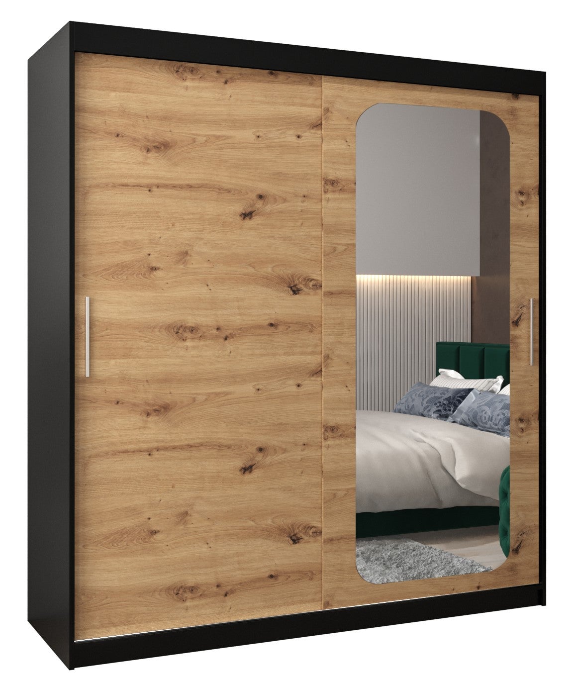 Szafa przesuwna garderoba PROMO T2 180 x 62 x 200 cm Czarny + Artisan - Abiks Meble