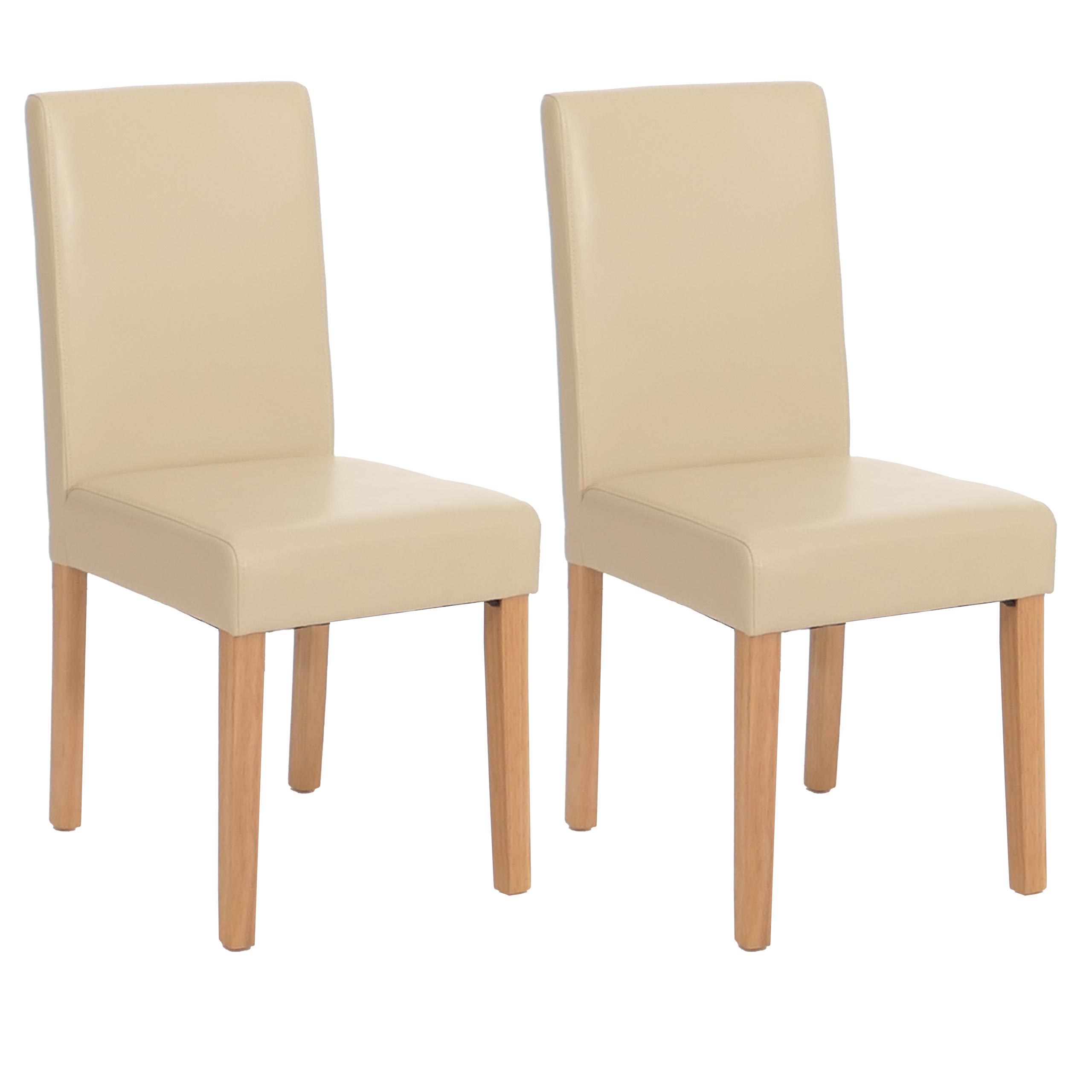 Zestaw 2 krzeseł do jadalni Krzesło kuchenne Littau ~ imitacja skóry, kremowy, jasne nogi