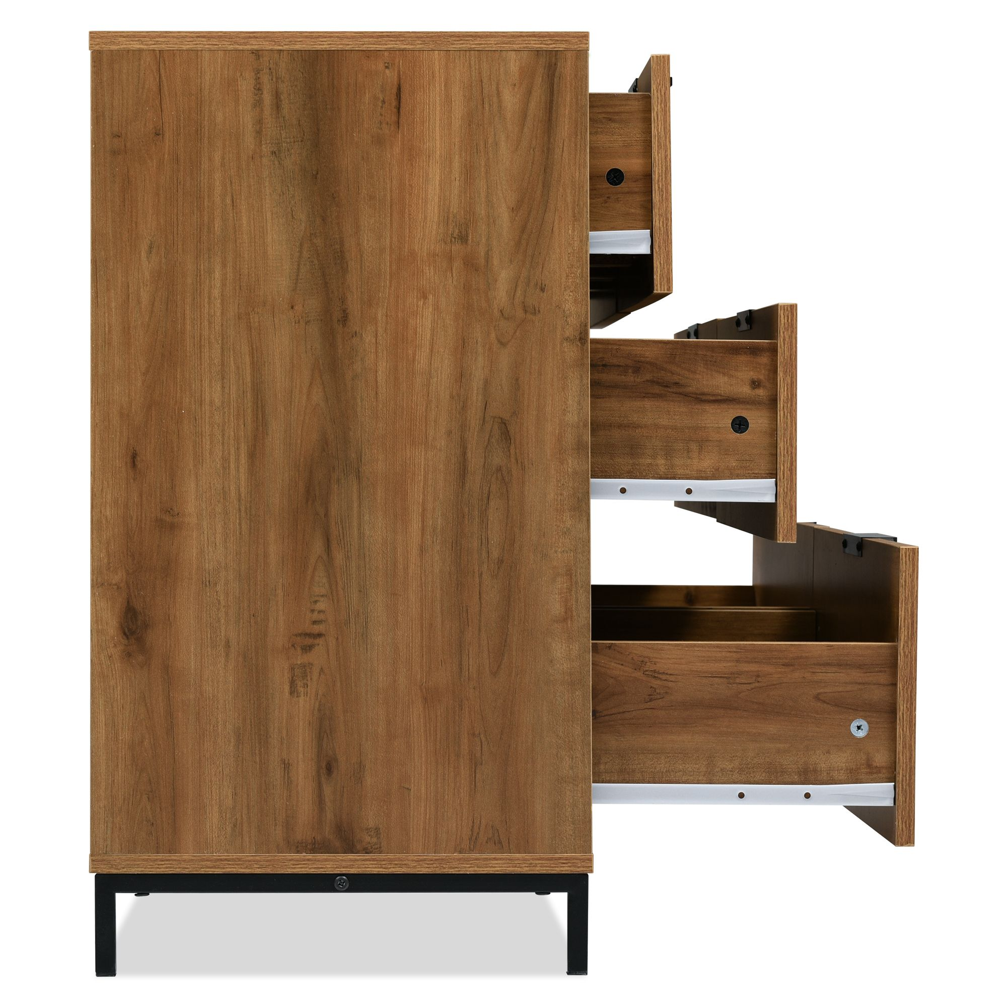 Commode à 6 tiroirs pour chambres et salons - 120 x 40 x 76 cm - chêne foncé - 6