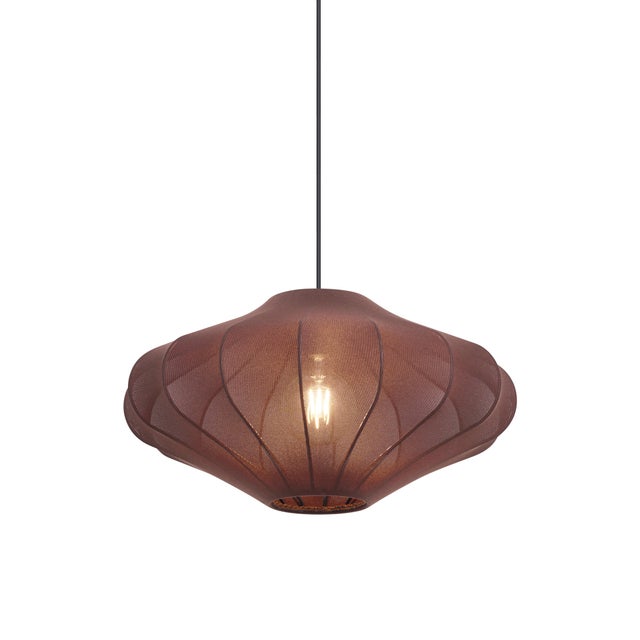 Qazqa design lampe suspendue - Plu - marron, rond, max. 15w, e27, 50cm, idéal pour la salle à manger et le salon
