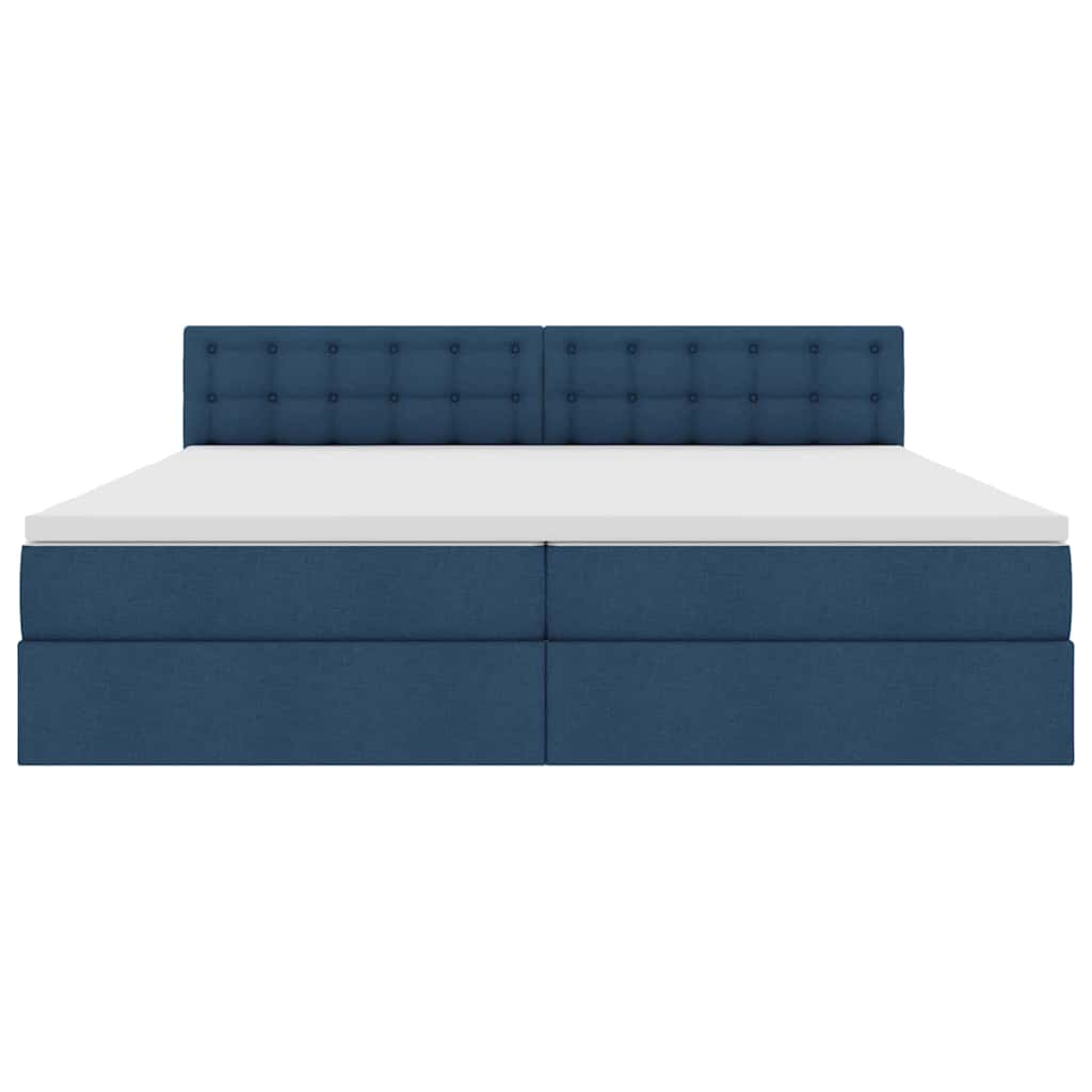 Lit avec rangement et matelas en velours bleu pour la chambre, 200 × 200 cm - 6