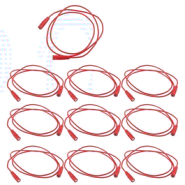10 set di cavi di prolunga per test con presa a banana femmina in ottone da 4 mm per test elettrici (rosso)