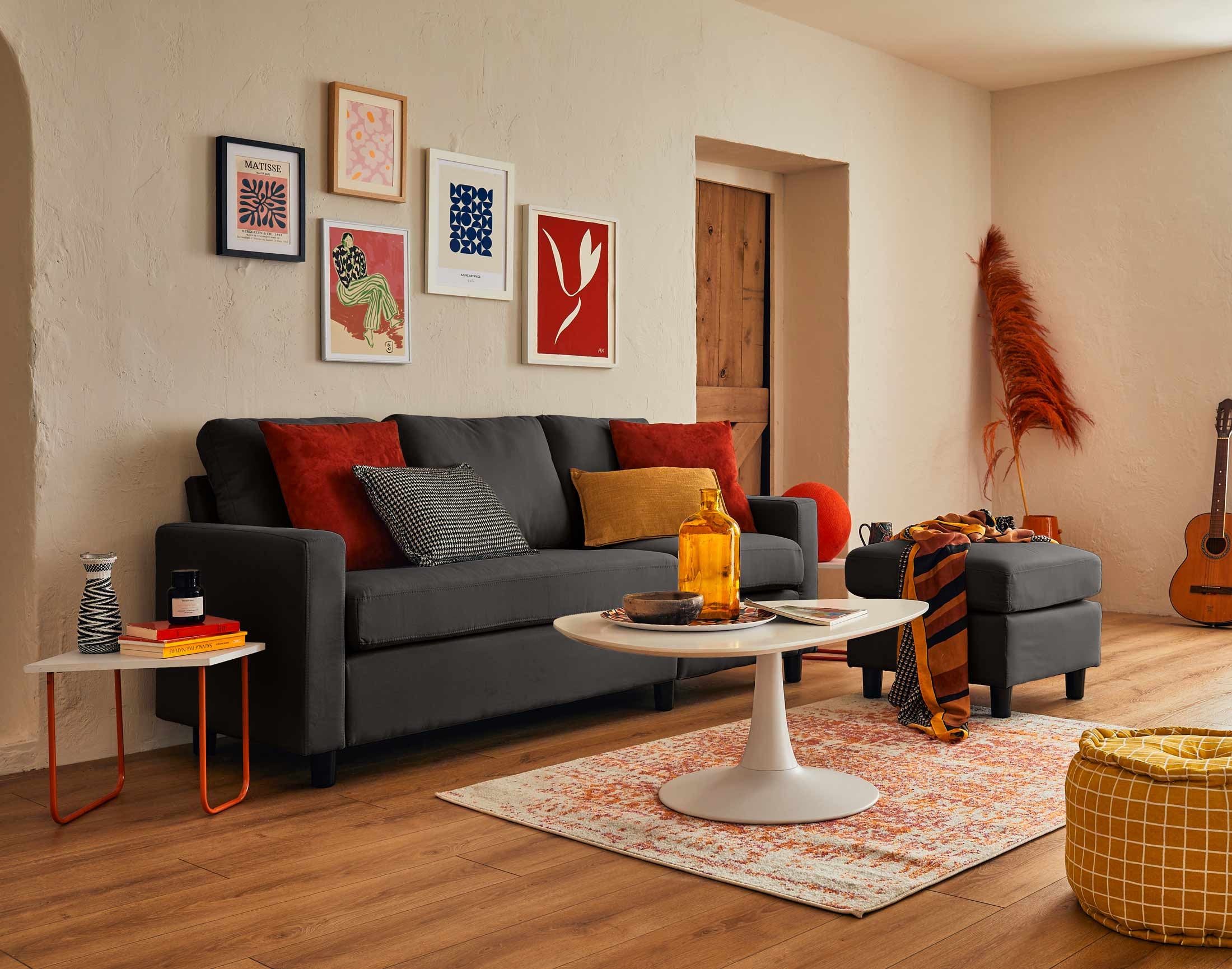 Canapé d'angle réversible 4 places en tissu gris foncé - VIANON - Best Mobilier - 2