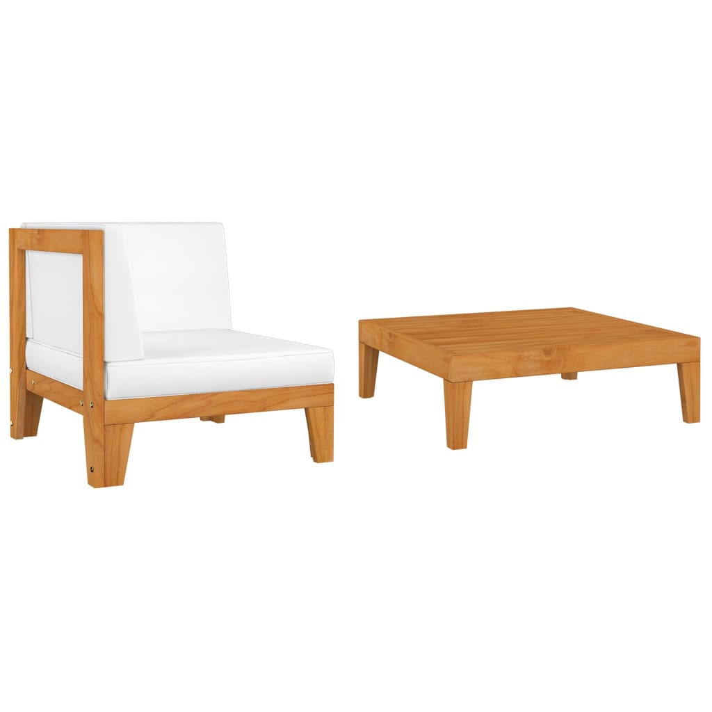 Salon de jardin 2 pcs avec coussins Bois d'acacia solide vidaXL - 2