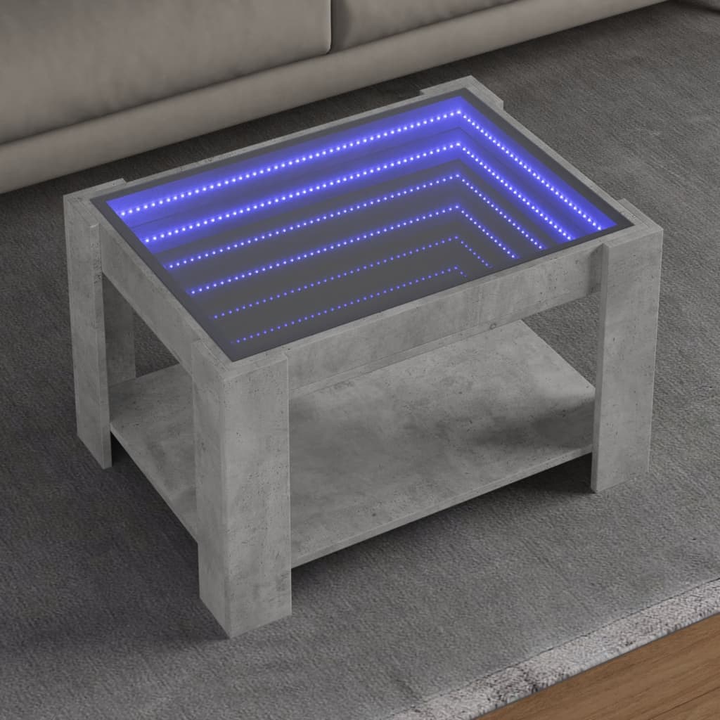 Stolik kawowy z LED, szarość betonu, 73x53x45 cm vidaXL