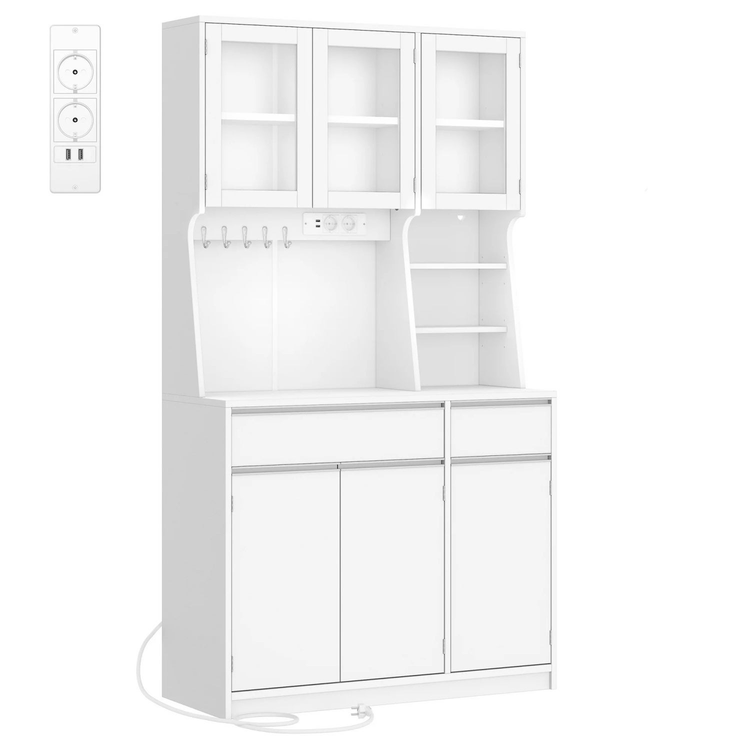 Bomclap armario de cocina multifuncional con iluminación led, diseño con borde de mesa y estantes ajustables.