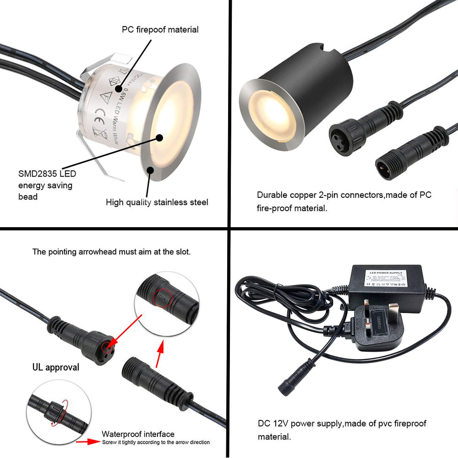 Lot de 16 Spot LED Encastrable Extérieur, IP67 Étanche, Ø 32mm, Spots à Encastrer Extérieur pour Terrasse Bois Deck en Bois (16 Led Blanc Chaud) - 6