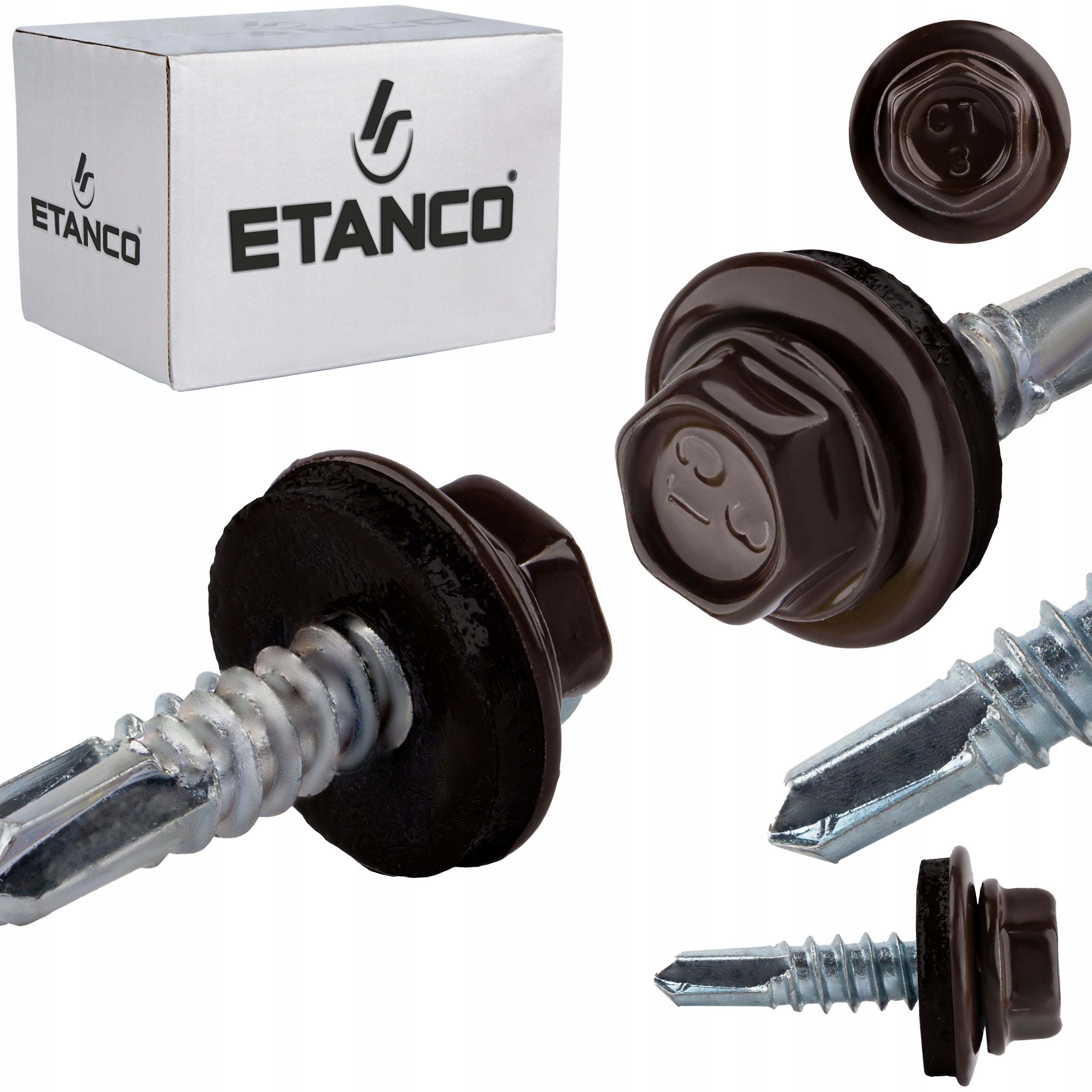 Wkręt samowiercący Etanco GT3 4,8x19 mm RAL 8017 250szt