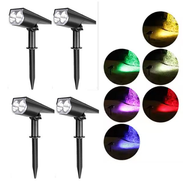 4 SZTUK Zewnętrzne Lampy Solarne, Reflektor Solarny, Wodoodporny Reflektor LED IP65, Kolorowe światło