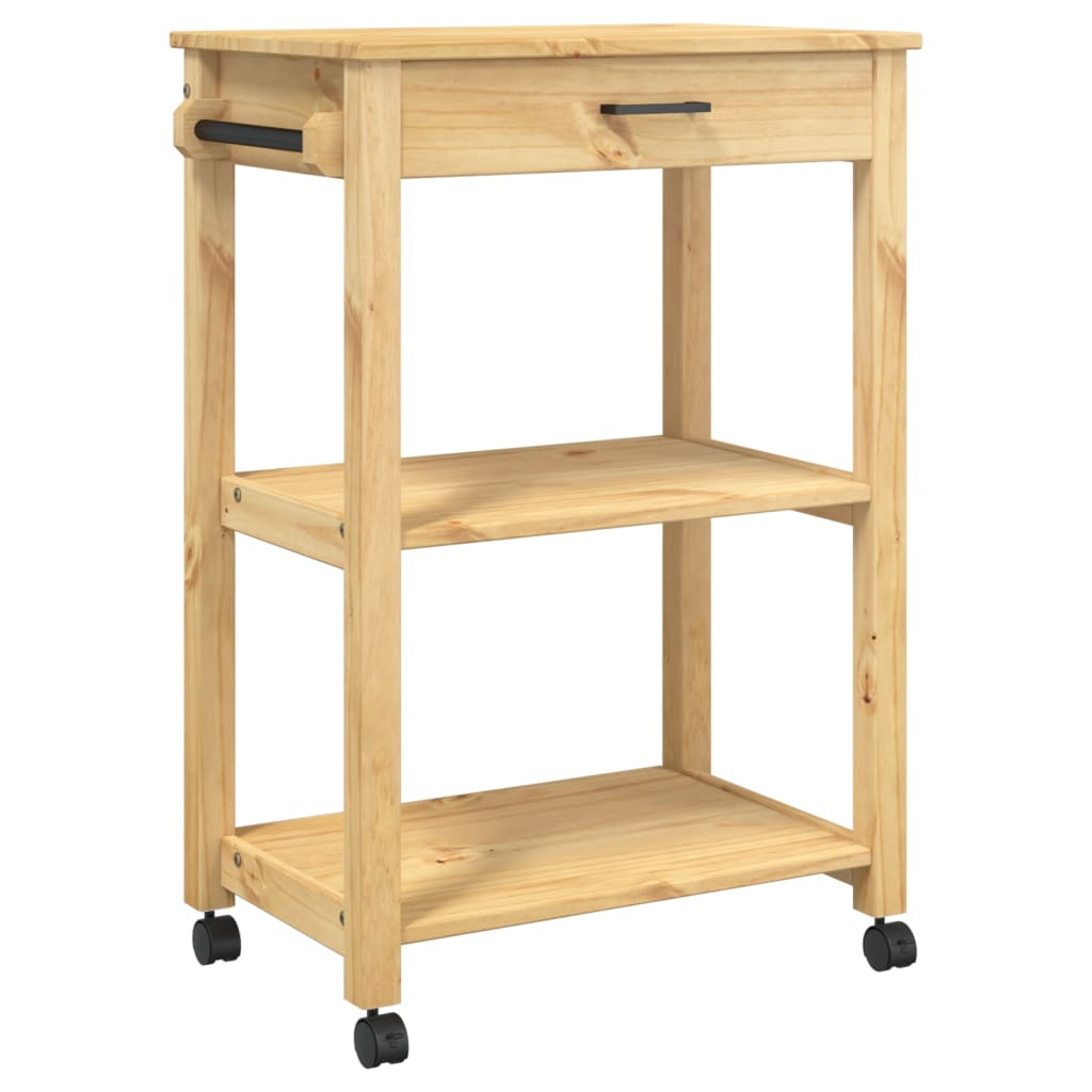 Carrito de cocina monza en madera maciza de pino 60x40x90 cm - comfortxl