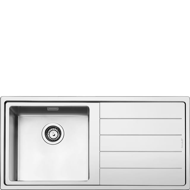 Evier à encastrer 1 bac avec égouttoir inox brossé LFT100D Smeg