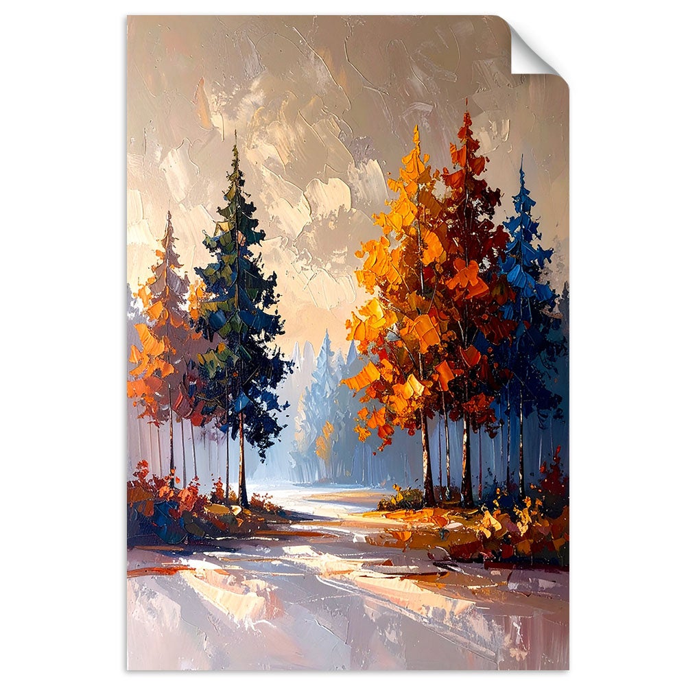 Naklejki samoprzylepne do salonu sypialni, Las Drzewa Pejzaż 20x30
