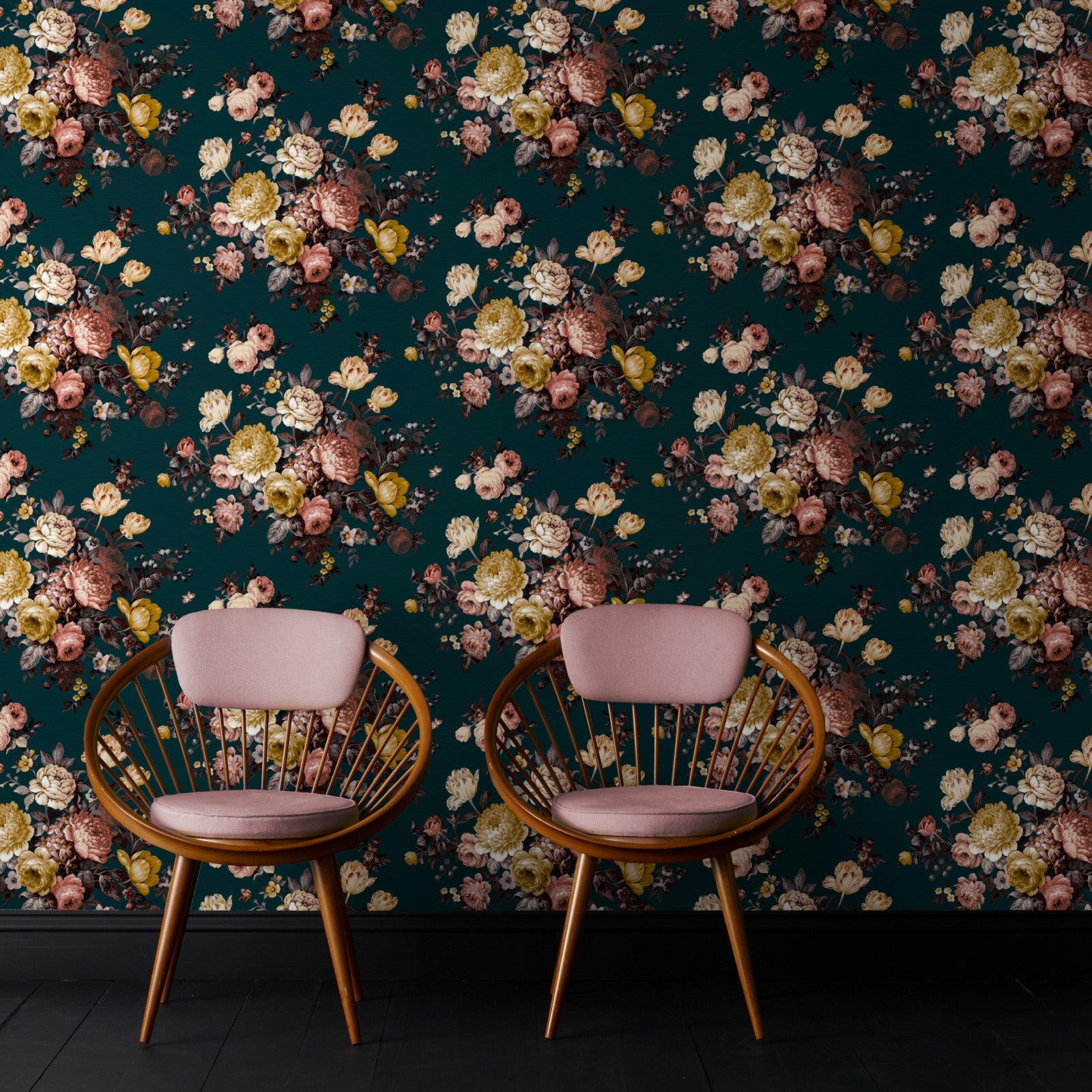 Papier peint intissé Bouquet Vintage 1005 x 52cm Bleu | Leroy Merlin