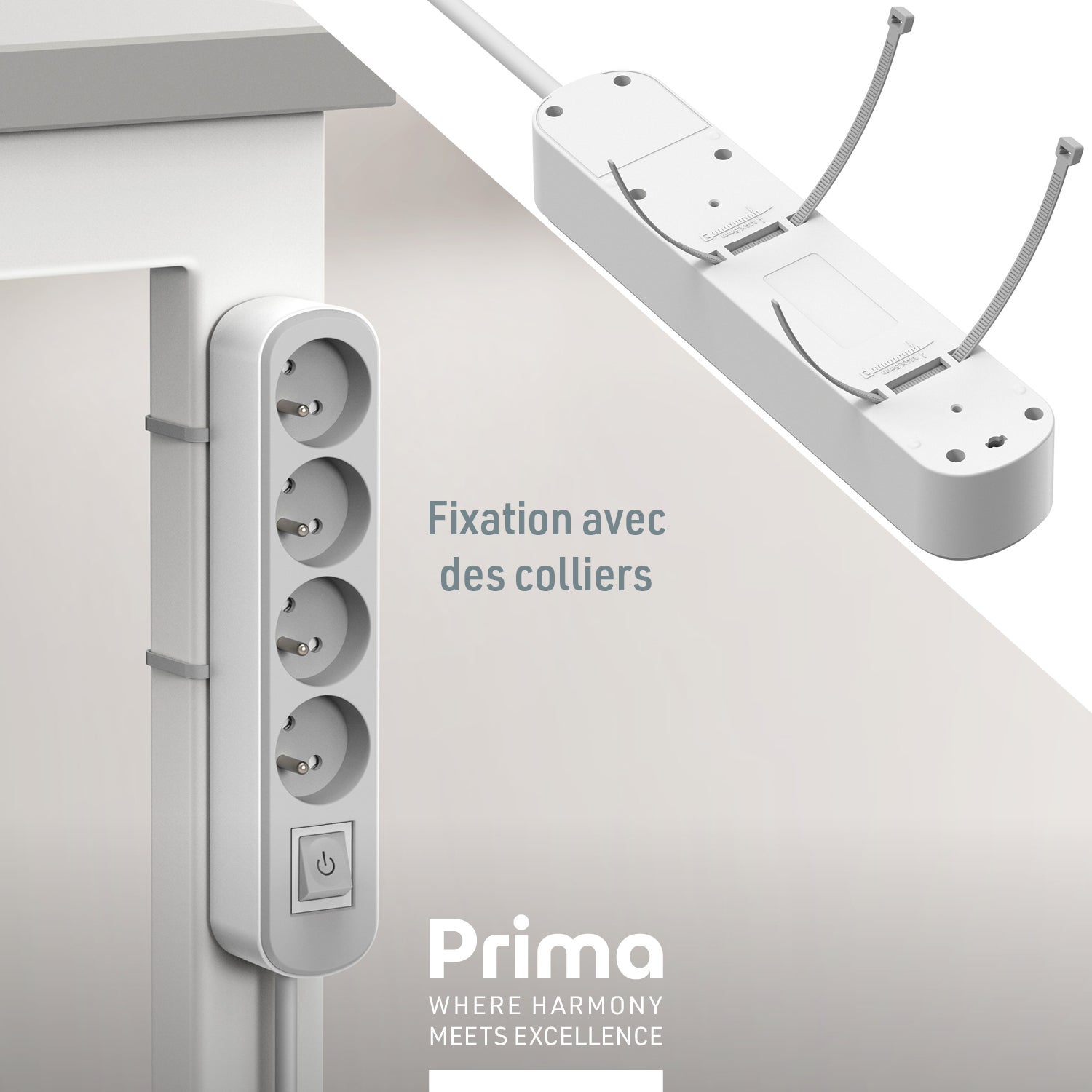 BLOC 3X2P INTER 3G1 1.5M BLANC ELECTRALINE - 32040 - 2