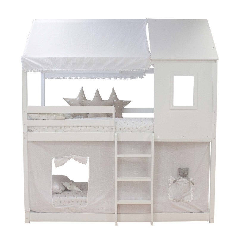 Muemue techo para litera montessori algodón blanco 167x133/196x90cm
