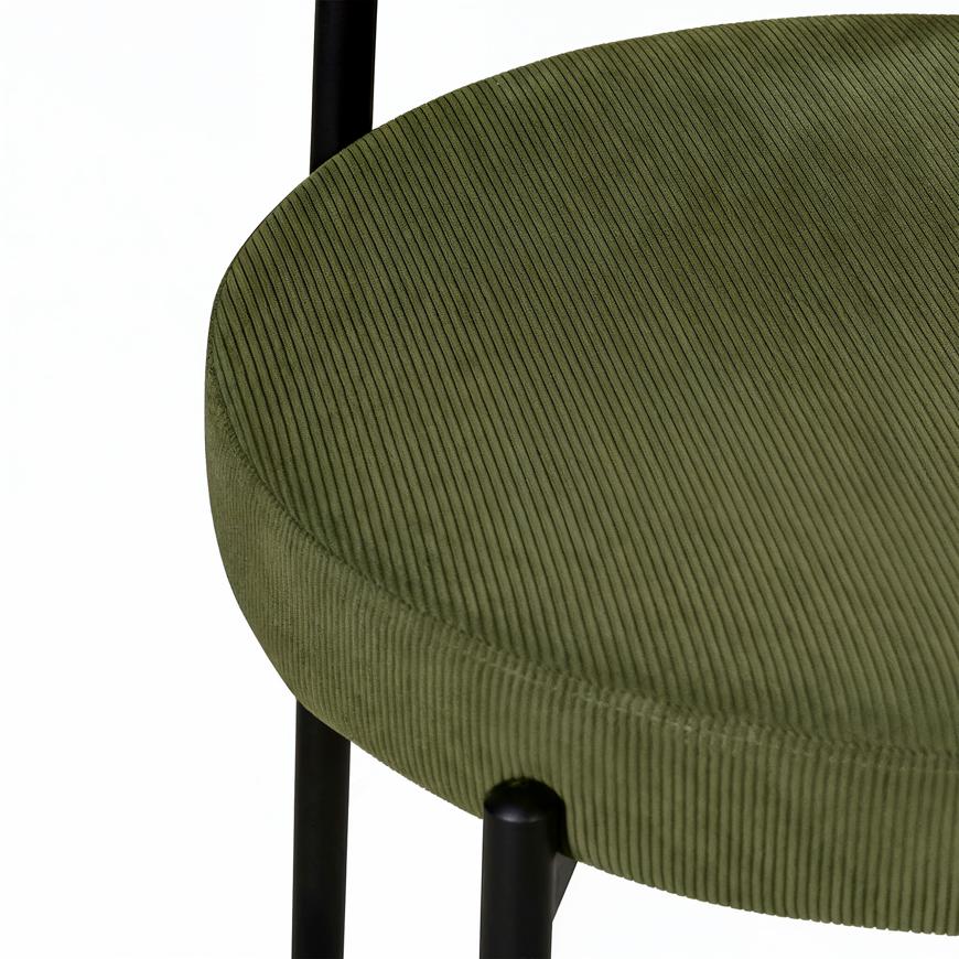 Lot de 2 tabourets de bar modernes IRIS velours côtelé kaki 65cm - 4