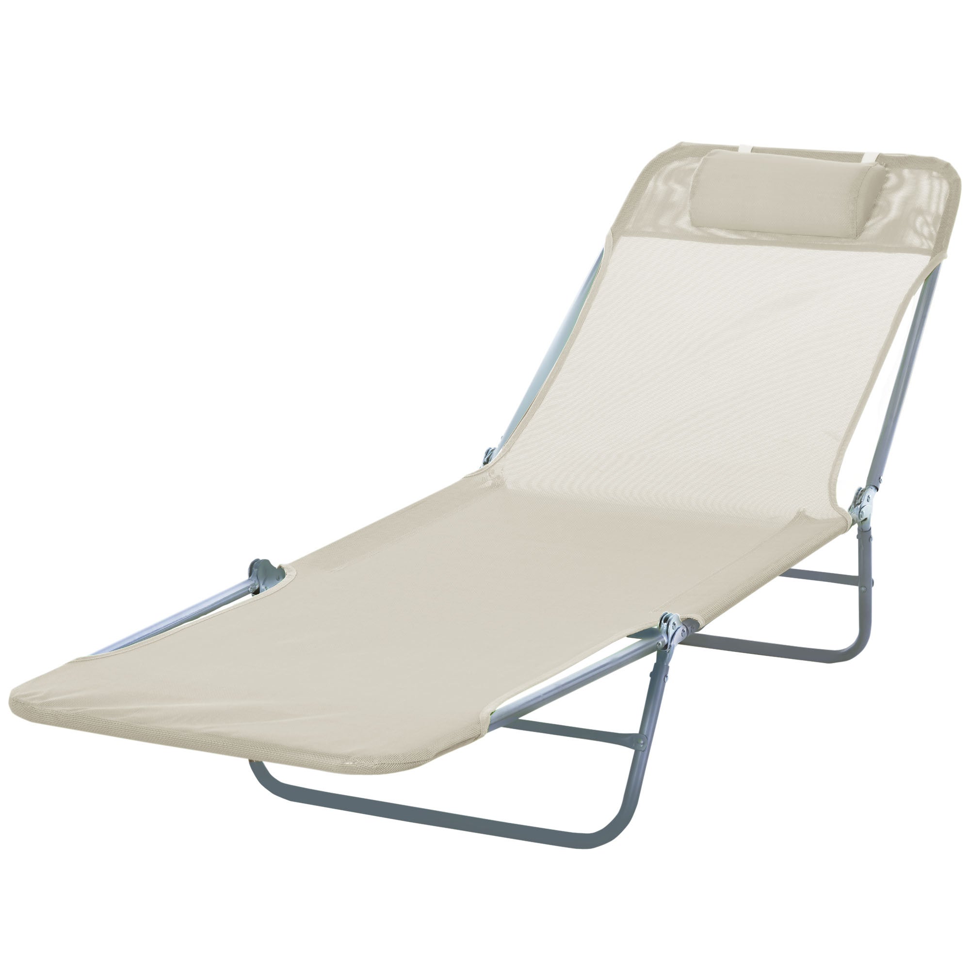 GYMAX Transat Extérieur pour Jardin, Chaise Longue Pliante avec Dossier et Repose-Pieds Réglables, Oreiller Amovible, Poche, pour Bain de Soleil, pour Piscine, Plage, Camping (Noir