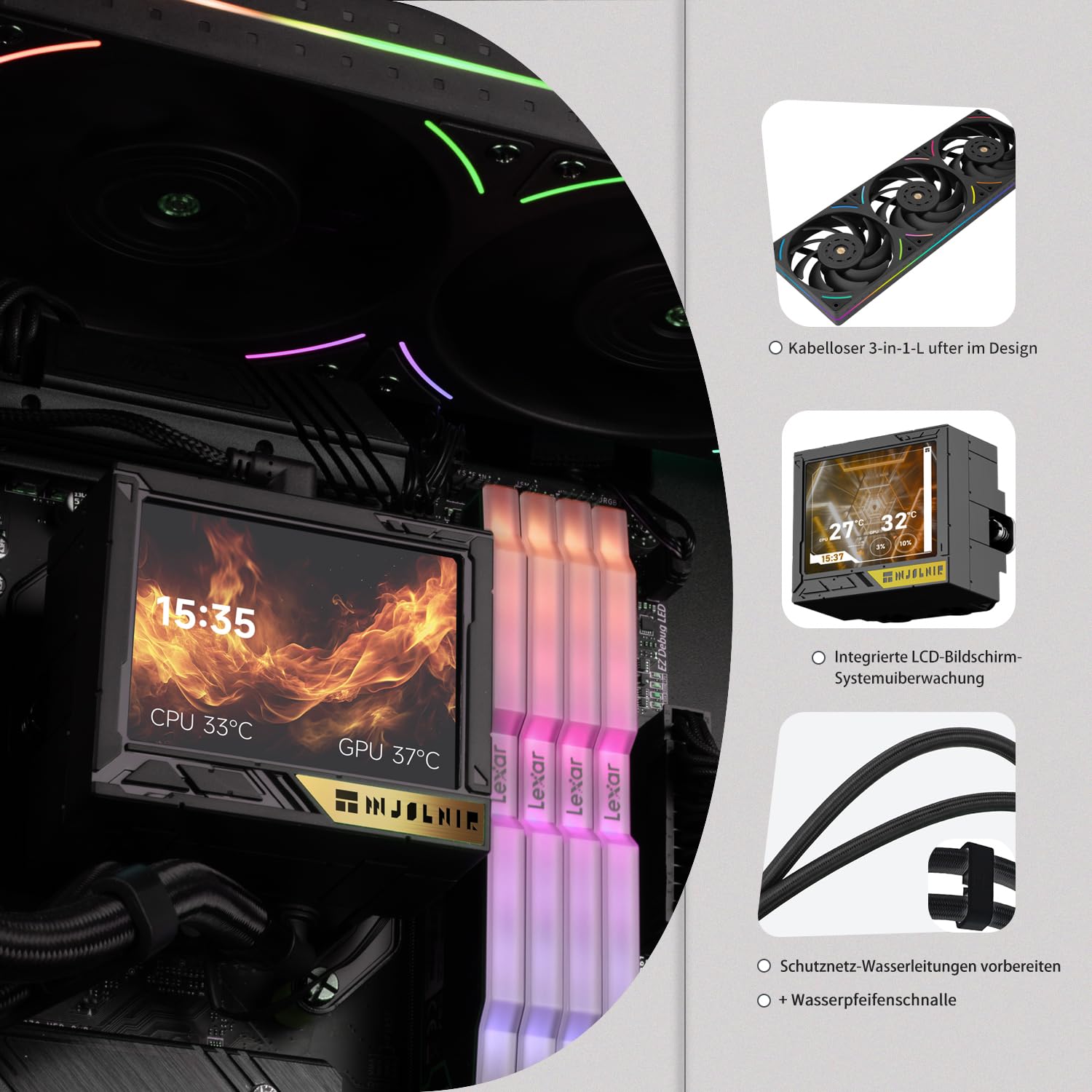 Refroidisseur CPU AIO noir ARGB TR-Thermalright Mjolnir Vision 360 UB ...