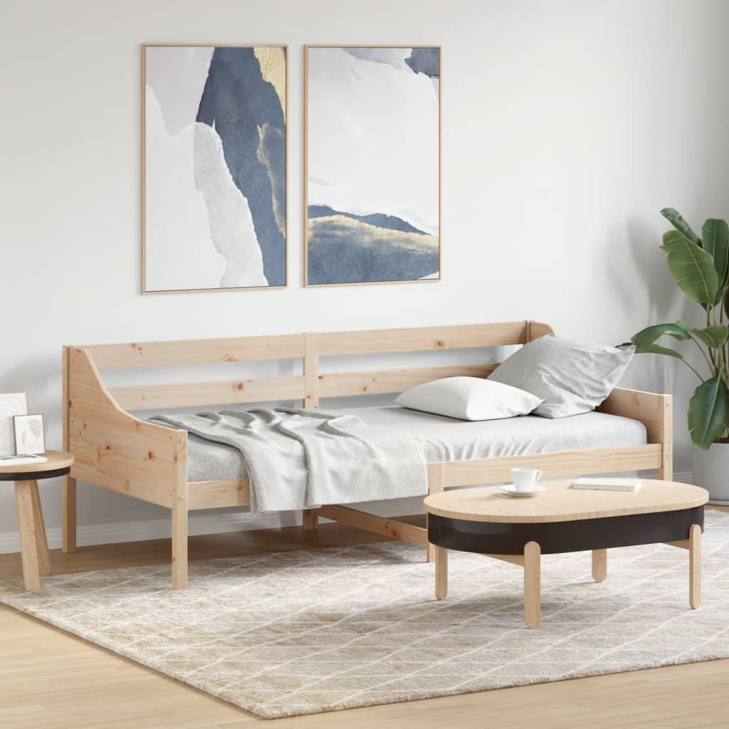 Łóżko Dzienne Drewniane Brązowe Rama Łóżka Ze Stelażem Sofa 90x200 cm