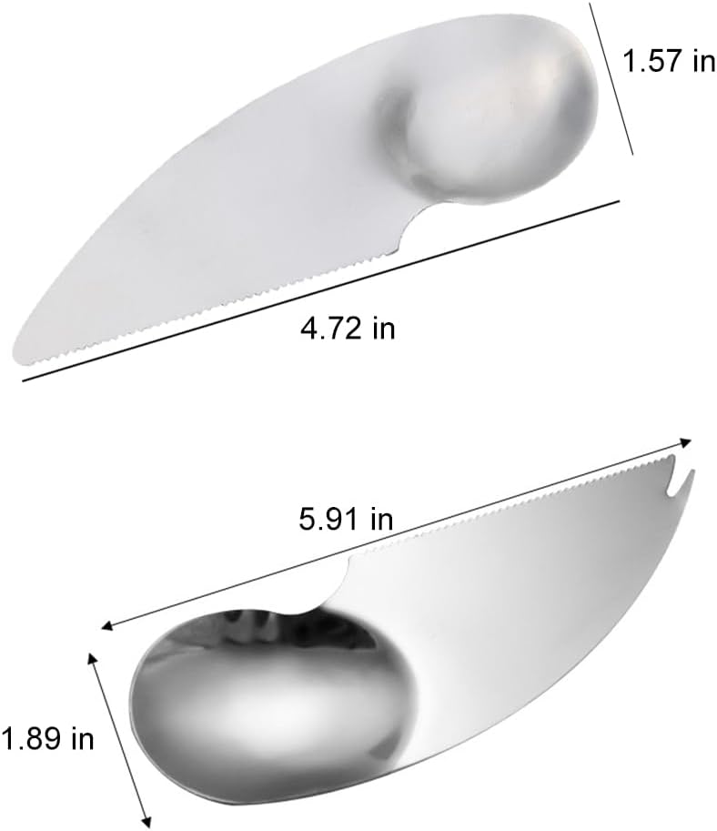 2 Cucchiai Da Pompelmo, Affilato, Da Kiwi, In Acciaio Inox, Da Dessert, Spatola Da Padella, Dentato, Da Frutta (Argento