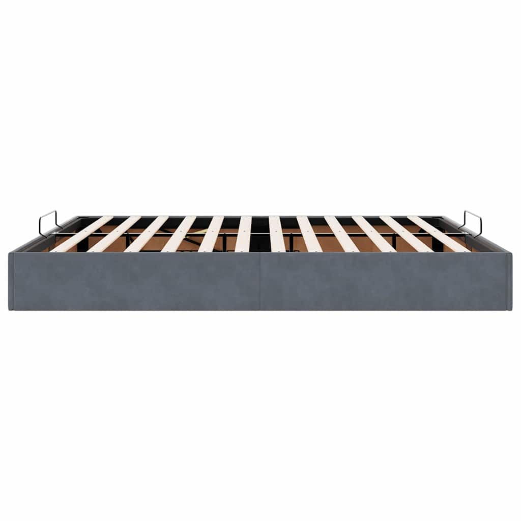 Cadre de lit pouf sans matelas gris foncé 200x200 cm velours - 8