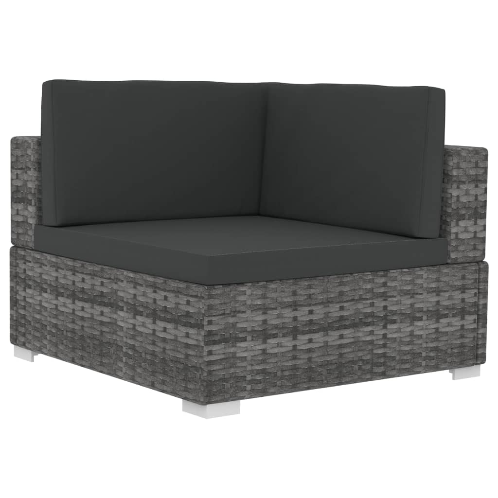Maison Exclusive - Poltrone Modulari ad Angolo con Cuscini 2 pz Polyrattan Grigio - 4