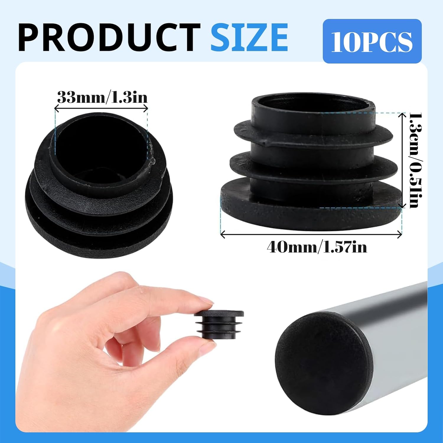 Walexo Tappi In Gomma Per Tubi Trampolino: Set Da 6 O 8 Pezzi, Diametro Interno 25 O 28 Mm, Neri, Protezione Anti-infortuni