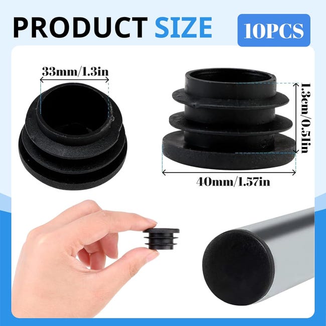 Walexo Tappi In Gomma Per Tubi Trampolino: Set Da 6 O 8 Pezzi, Diametro Interno 25 O 28 Mm, Neri, Protezione Anti-infortuni