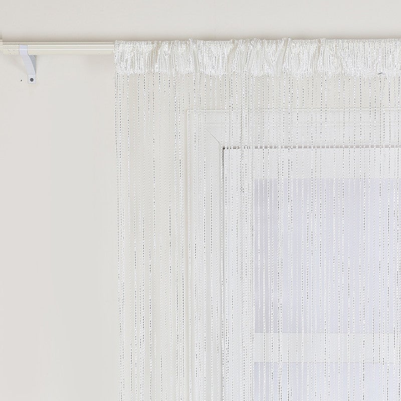 Panel zasłony drzwiowej Moskitiera Cekinowa przędza Zasłony Dekoracja ścienna Okno Drzwi Frędzle Pokój 100 x 200 cm, Biały - 7
