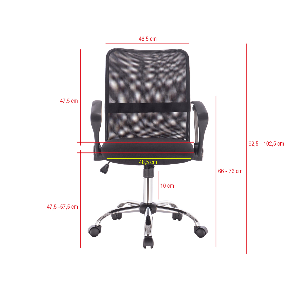 Rebecca Mobili Sedia Scrivania Poltroncina Nera Tessuto A Maglia 92,5/102,5x56,5x59,5 - 2